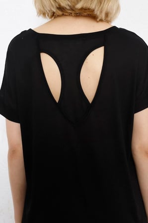 Kadın Bebe Mavi Salaş Sırt Açık Detaylı Oversize Tunik Tshirt Njram20