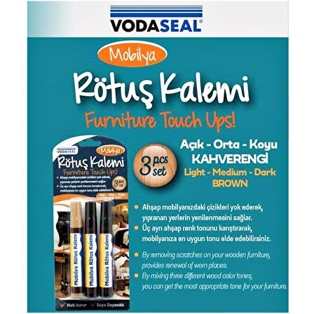 Vodaseal Mobilya Çizik Giderici Rötuş Rütuş Kalemi 3 lü Set