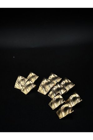 Z.A.R.A MODEL DALGALI ASIMETRIK 4 BUYUK 6 KUCUK GOLD RENK 28 mm 44 boy 23 mm 36 boy