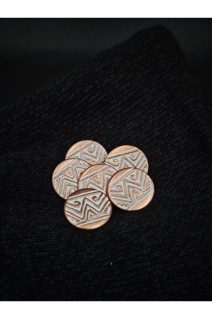 6 Adet Bakır Renk Etnik Desenli Metal Düğme Seti 6 Büyük 23mm 36 boy