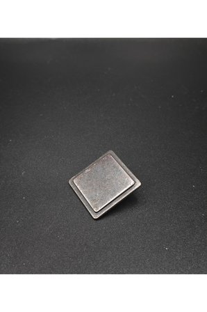 Antik Gümüş Oksit Renkli Extra Büyük Kare Metal Düğme 4 Adet 3.8 cm 60 boy
