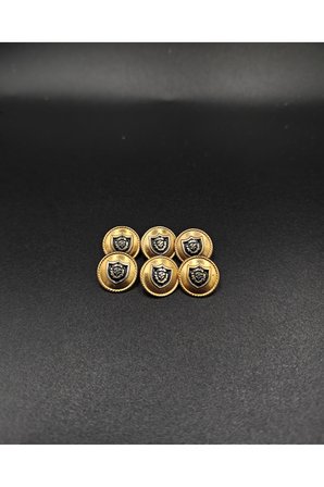Lüks Gold Armalı Blazer Düğmesi - Siyah Detaylı İpli Kenar (6 Adet)