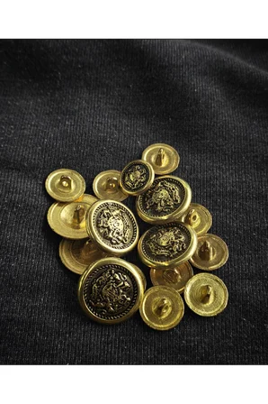 Altın Kaplama Siyah Boyalı Aslan Figürlü Metal Düğme Takımı 6 buyuk 10 kucuk 23mm 36 boy/15mm 24 boy