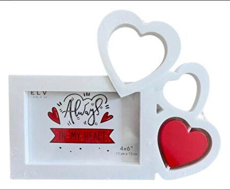 Sevgililer İçin Kalp Şeklinde Fotoğraf Çerçevesi, Beyaz 26*20 CM