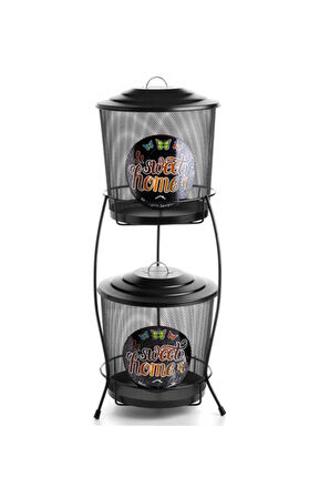 Nnstartshopping  Metal Tel Örgü 2 Katlı Patates Soğan Kabı Siyah Royaleks-M-0113