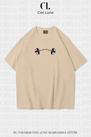 unisex kadın erkek no rain no gain baskılı özel tasarım oversize t-shirt