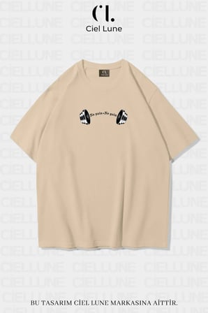 nevermind unisex no rain no gain baskılı oversize tişört