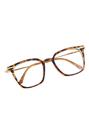 Nora leopar Gold Mavi Işık Korumalı Kemik Siyah Gözlük Optik Çerçeve büyük
