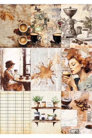 18Adet 10x14cm Kahve ve Kadın Vintage Eskitme Scrapbook Kağıdı Bullet Journal Ajanda Için Uygun