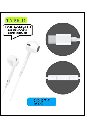 Samsung Galaxy Note 10 Plus Note 10 S10 Lite Kulaklık Type C Uyumlu Kablolu Kulaklık  Tak Çalıştır