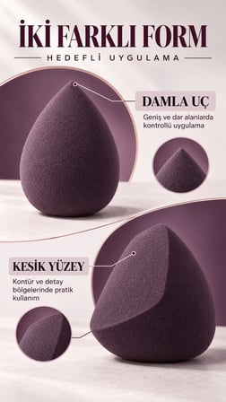 NOVA PRO Face + Cheek 6 Parça Profesyonel Makyaj Fırçası ve Sünger Seti – Lila