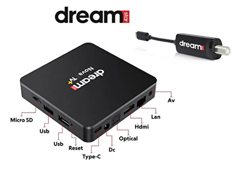 Dreamstar Nova TV+ (12 Ay Premium Üyelik Hediyeli) 4K Lisansli Android TV Box 2GB Ram 32GB Hafıza +( Typec Tuner)