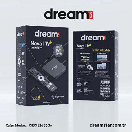 Dreamstar Nova TV+ (12 Ay Premium Üyelik Hediyeli) 4K Lisansli Android TV Box 2GB Ram 32GB Hafıza +( Typec Tuner)