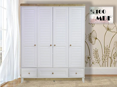 %100 MDF Nova 4 Kapılı Bebek & Çocuk Gardırop