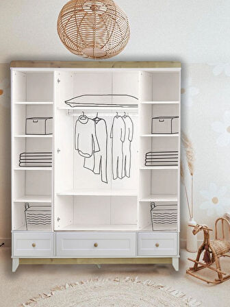 %100 MDF Nova 4 Kapılı Bebek & Çocuk Gardırop