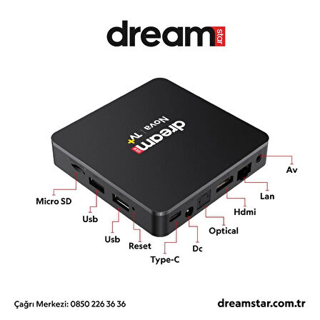 Dreamstar Nova | TV+ (12 Ay Premium Üyelik Hediyeli) 4K Lisansli Android TV Box | 2GB Ram | 32GB Hafıza