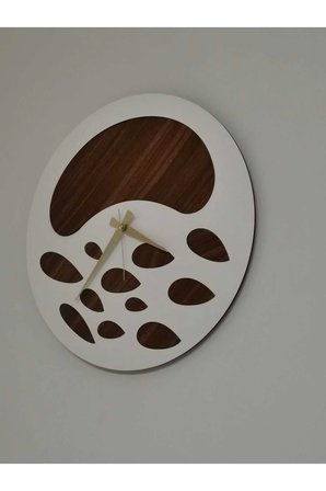 NOVA SERİSİ MODERN DEKORATİF DUVAR SAATİ 50 x 50 cm BEYAZ CEVİZ RENK SESSİZ AKAR MEKANİZMA
