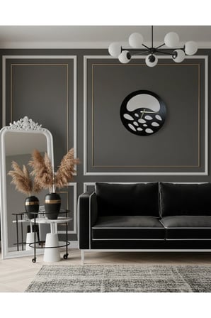 NOVA SERİSİ MODERN DEKORATİF DUVAR SAATİ 50 x 50 cm SİYAH BEYAZ RENK SESSİZ AKAR MEKANİZMA