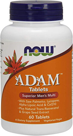 NOW Foods ADAM Superior Men's Multivitamin Saw palmetto+Choline+Zinc+Copper+Molybdenum+CoQ10+trans-Resveratrol