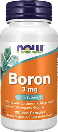 NOW Foods Boron 3 mg Bororganic Glycine Structural Bone Support 100 Veg Caps