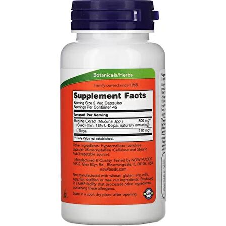 Now Foods¸ Dopa Mucuna¸ 90 Veg Capsul. USA