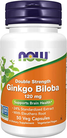 NOW Foods Supplements, Ginkgo Biloba Supports Brain Health 120 mg Double Strength 50 Veg Caps