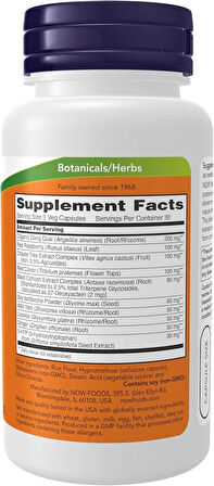 NOW Foods Menopause(Menapoz) Support Blend Includes Female Women Endocrine Support Other Nutrients 90 Veg Caps(Bayanlara özel)