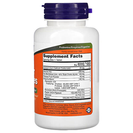 NOW Foods Super Enzymes Healthy Digestion Bromelain Betain 90 Tablet