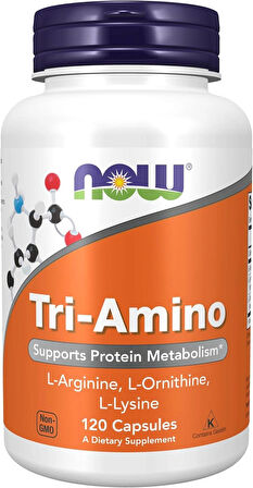 NOW Foods Tri-Amino with L-Arginine(Arjinin) L-Ornithine(Ornitin) L-Lysine(Lizin)  120 Caps