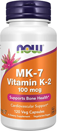 NOW Foods MK-7 Vitamin K-2 100 mcg Cardiovascular Support Supports Bone Health 120 Veg