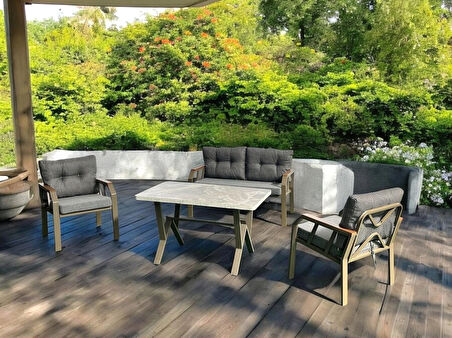 Nergiz Kapiçino Metal 2 1 1 Masa Bahçe Balkon Mobilyası,kazayağı