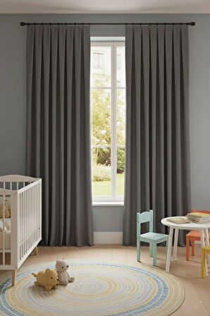 Narden Model Koyu Gri Sade Soft Fon Perde 1x3 Sık Pile - Şık ve Modern Tasarım