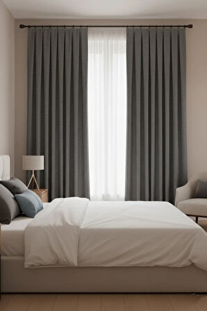 Narden Model Koyu Gri Sade Soft Fon Perde 1x3 Sık Pile - Şık ve Modern Tasarım