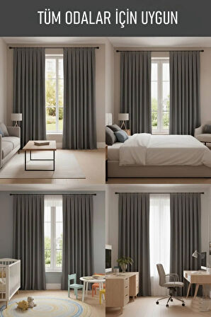 Narden Model Koyu Gri Sade Soft Fon Perde 1x3 Sık Pile - Şık ve Modern Tasarım