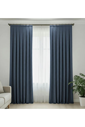 Narden Model Lacivert Sade Soft Fon Perde 1x3 Sık Pile - Şık ve Modern Tasarım