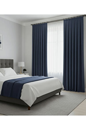Narden Model Lacivert Sade Soft Fon Perde 1x3 Sık Pile - Şık ve Modern Tasarım