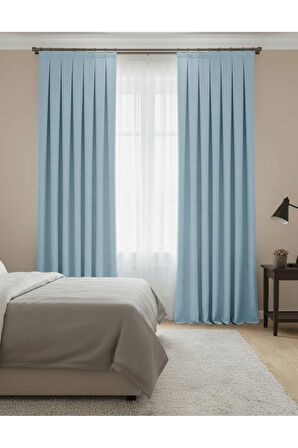 Narden Model Buz mavisi Sade Soft Fon Perde 1x3 Sık Pile - Şık ve Modern Tasarım