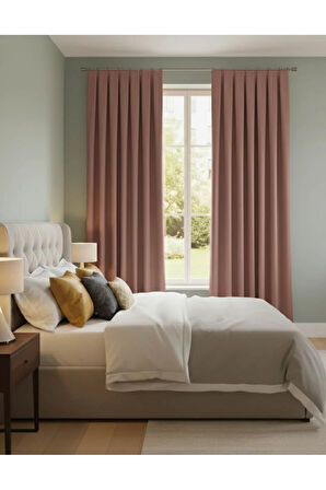 Narden Model Gülkurusu Koyu Sade Soft Fon Perde 1x3 Sık Pile - Şık ve Modern Tasarım