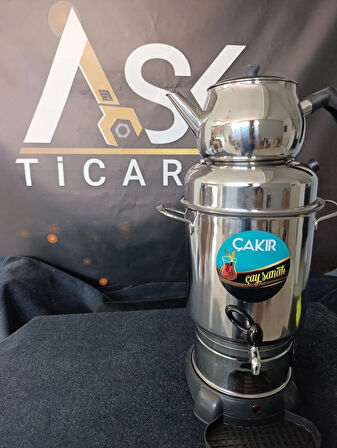 Elektrıklı Semaver 60 bardak 6 Lt Metal musluklu Narın krom