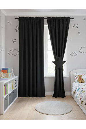 Narden Model Siyah Sade Soft Fon Perde 1x3 Sık Pile - Şık ve Modern Tasarım