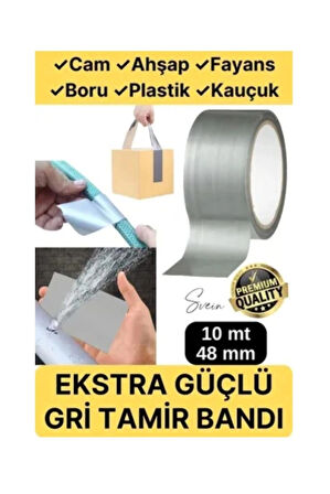 Çok Amaçlı Su Geçirmez Sızdırmaz Dayanıklı Izole Gri Tamir Bandı 48 Mm 10 Mt 1 Adet