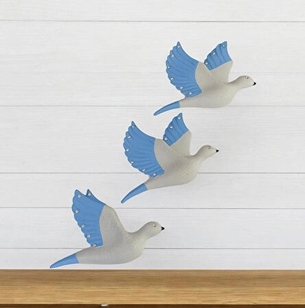 Dekoratif Üçlü Kumru Kuş Duvar Dekoru Süs 17*12 CM