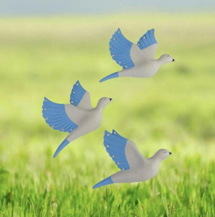 Dekoratif Üçlü Kumru Kuş Duvar Dekoru Süs 17*12 CM