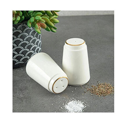 Altın yaldızlı porselen Tuzluk Biberlik