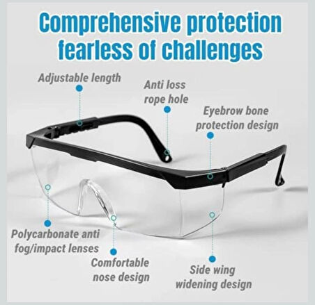 Şeffaf Koruyucu İş Gözlüğü Şeffaf Taşlama Ve Çapak Gözlüğü Koruyucu Laboratuvar Gözlüğü