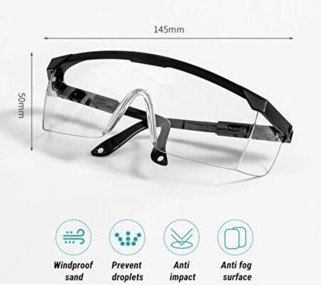 Şeffaf Koruyucu İş Gözlüğü Şeffaf Taşlama Ve Çapak Gözlüğü Koruyucu Laboratuvar Gözlüğü