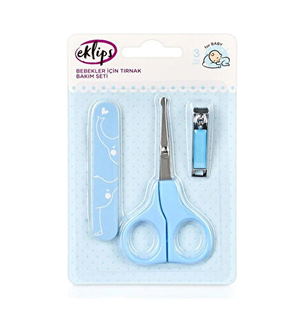 Bebek Tırnak Bakım Seti MAKAS TÖRPÜ TIRNAK MAKASI erkek bebek mavi renk