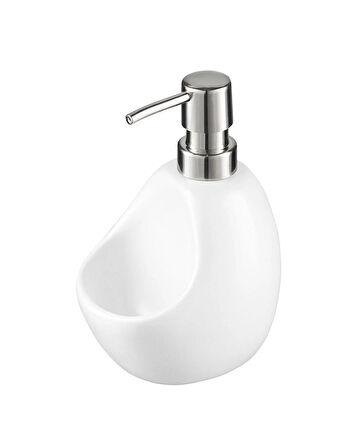 Lüks Porselen Sıvı Sabunluk beyaz Süngerlik Bölmeli 460 ml