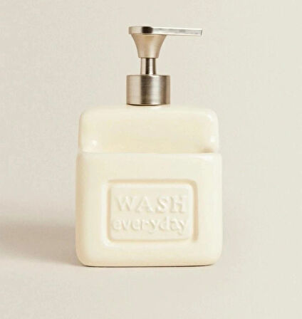 Şık ve Pratik Seramik Süngerlikli Sıvı Sabunluk/Deterjanlık, krem, 500 ml
