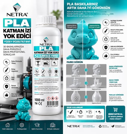 3D Baskı Yüzey Düzeltici – PLA Katman Çizgisi Giderici Parlatıcı Sıvı 1000 ml